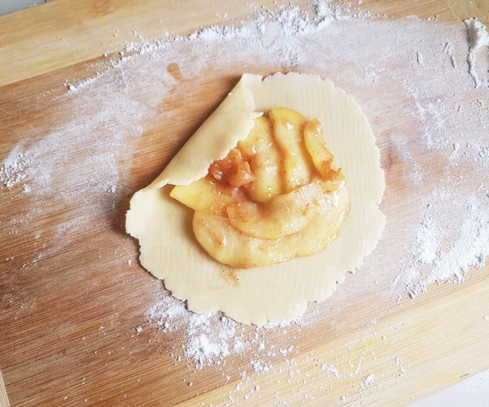 apple galette - rolled out dough folded in