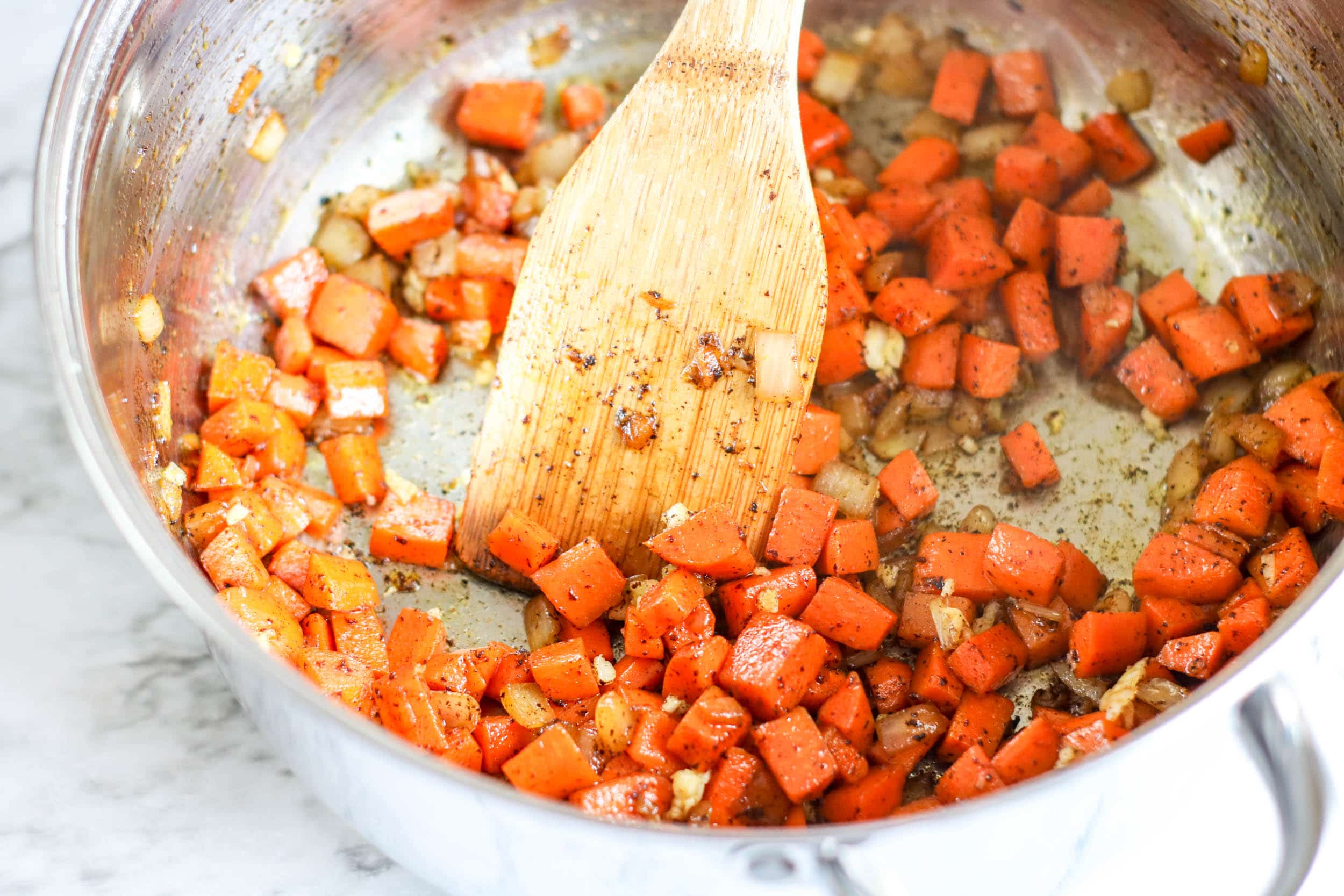 chicken kale quinoa soup adding carrots