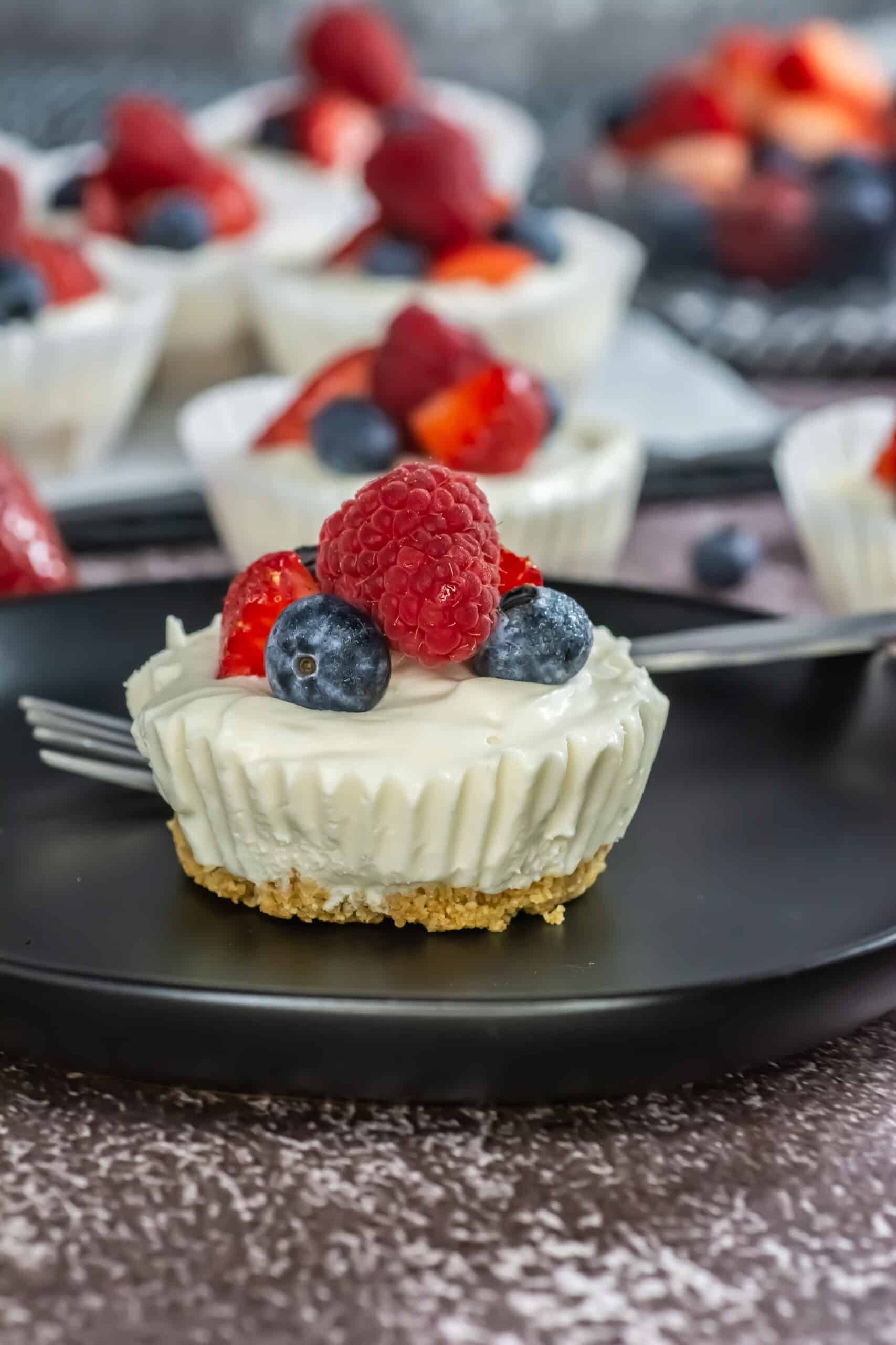 Fourth of July No Bake Berry Cheesecakes
