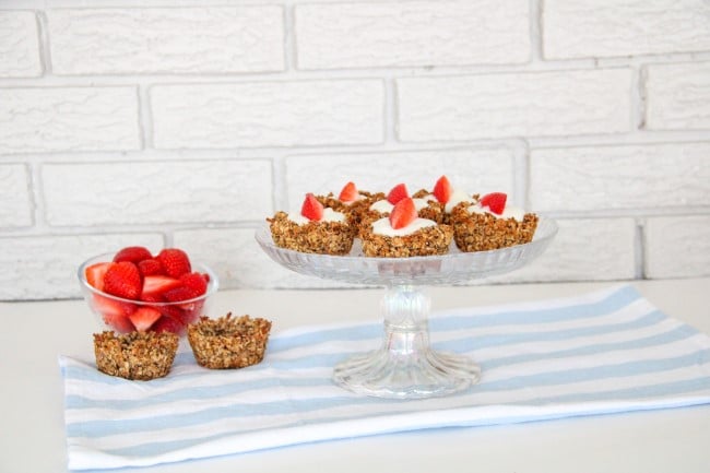 granola cups with yogurt and strawberries