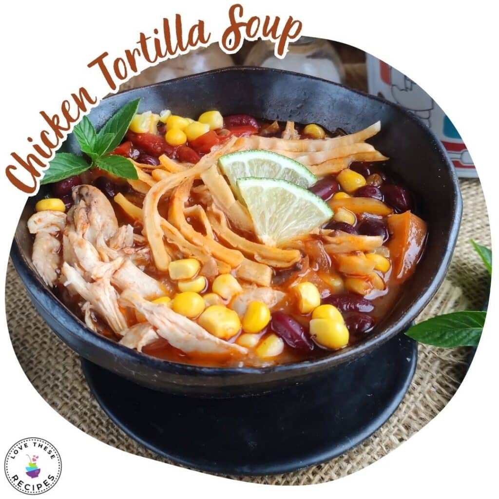 chicken tortilla soup in dish