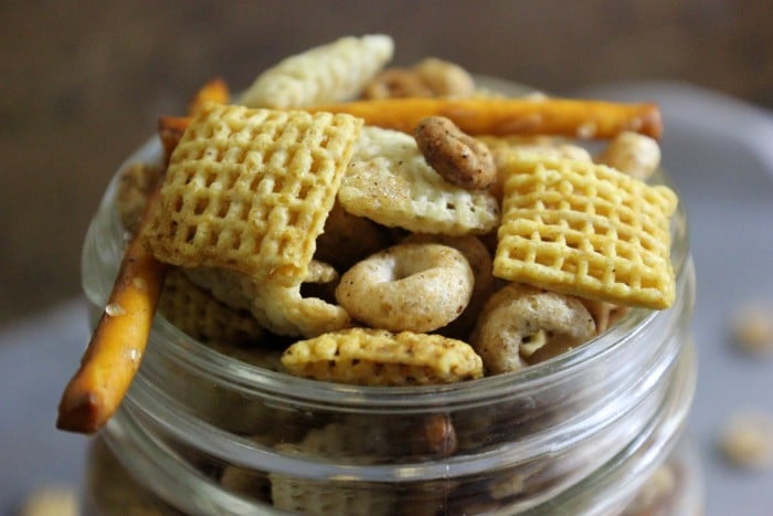 snack mix recipe in a jar