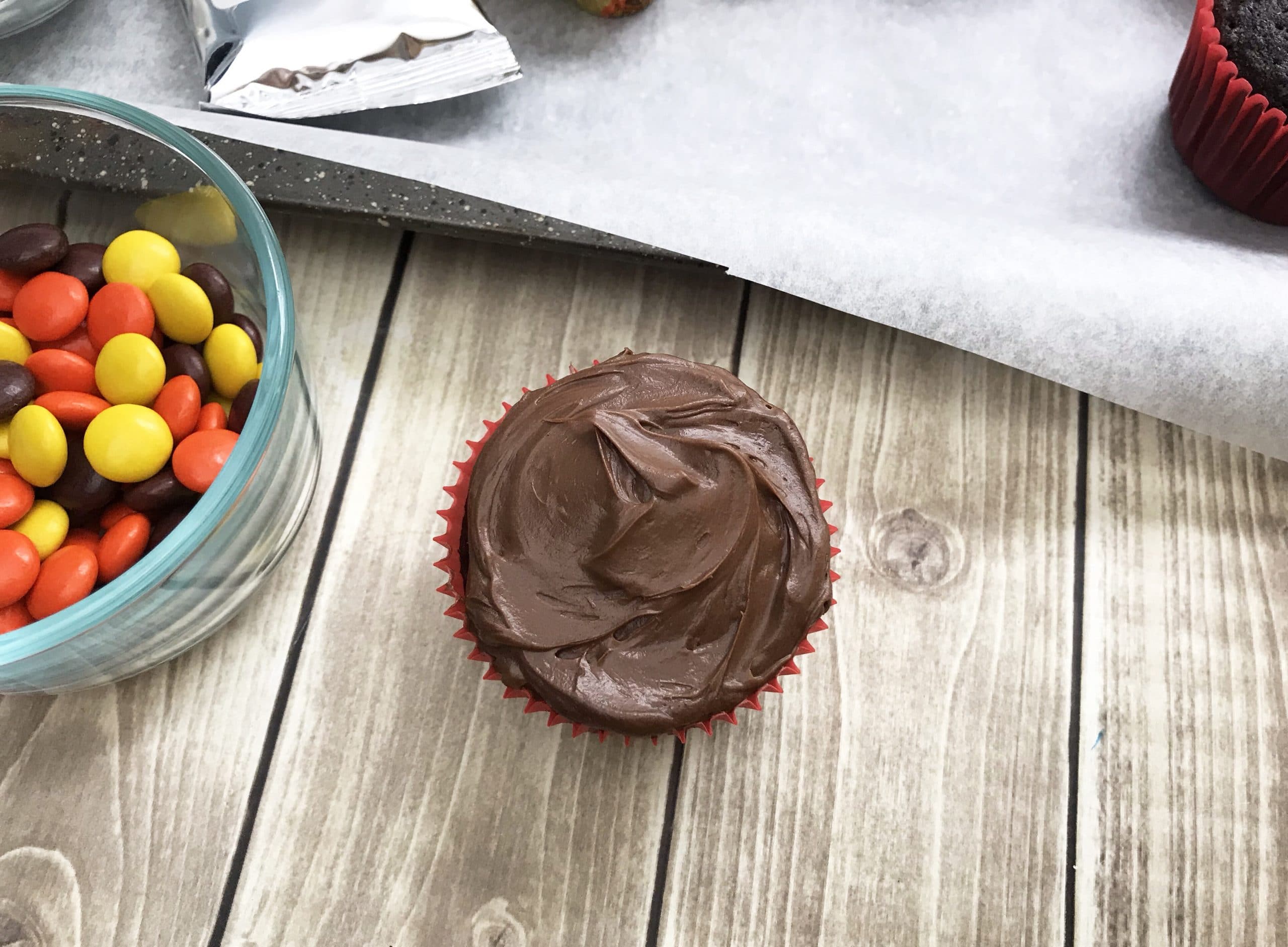 turkey cupcakes - with chocolate frosting
