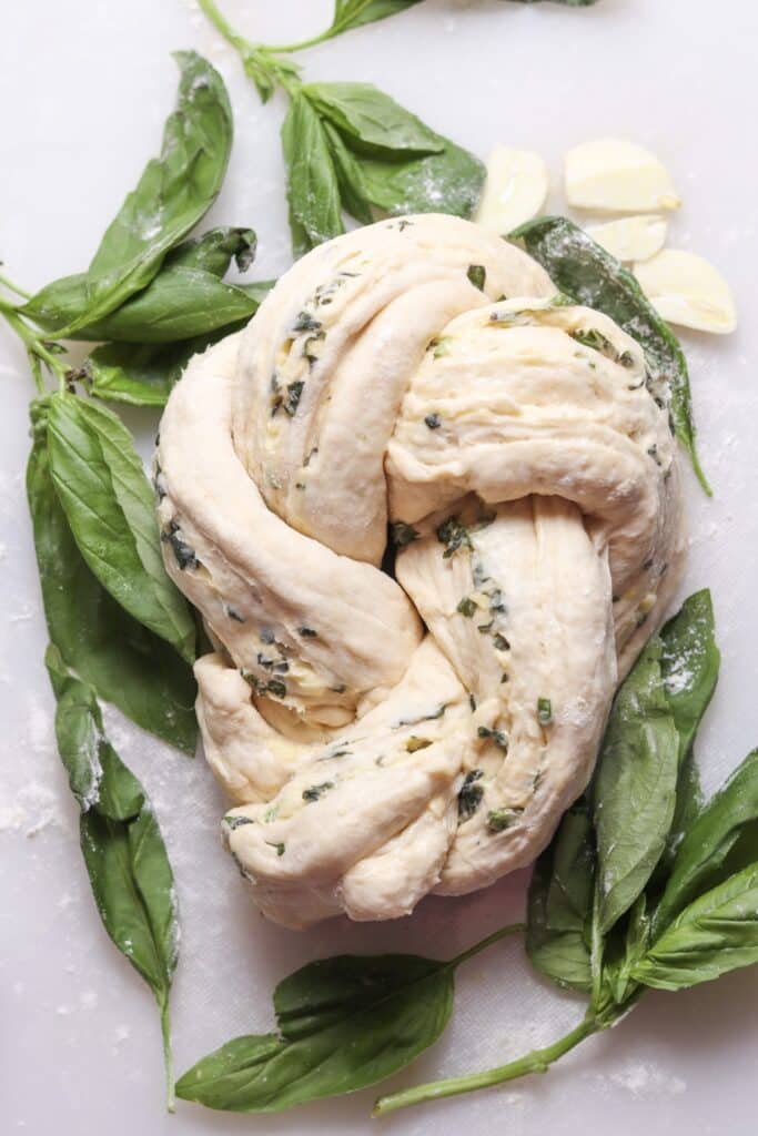braided garlic basil bread - step 9