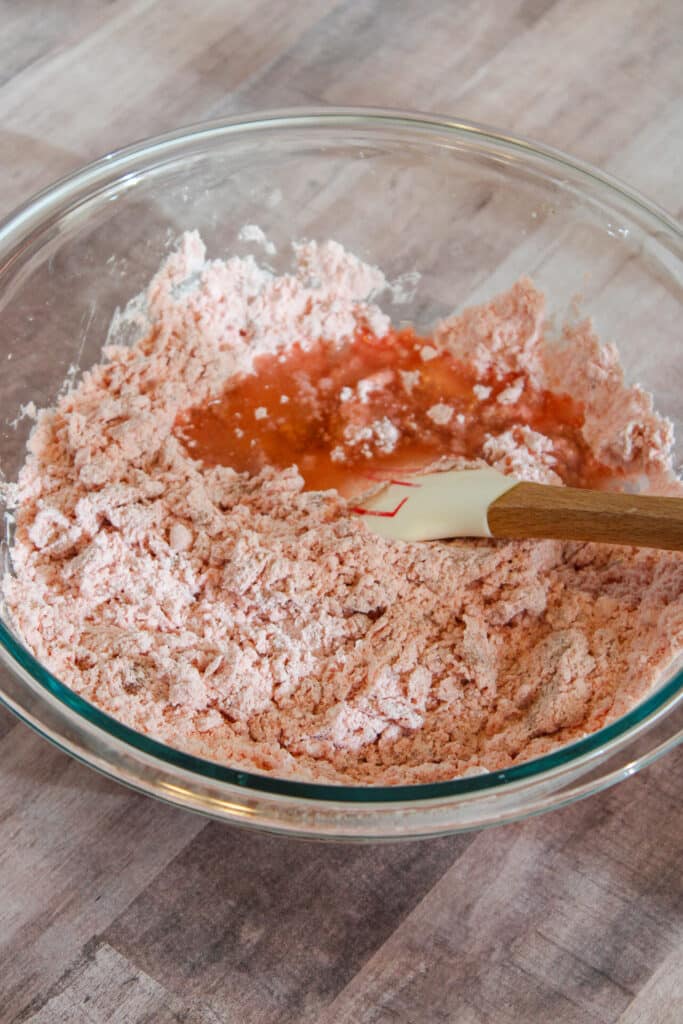 vegan strawberry crinkle cookies - ingredients in bowl