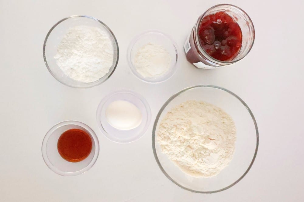 ingredients for heart thumbprint cookies