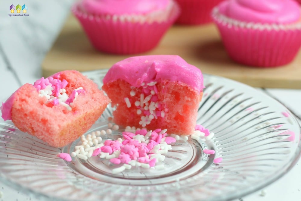 Yummy Strawberry Buttercream Surprise Cupcakes