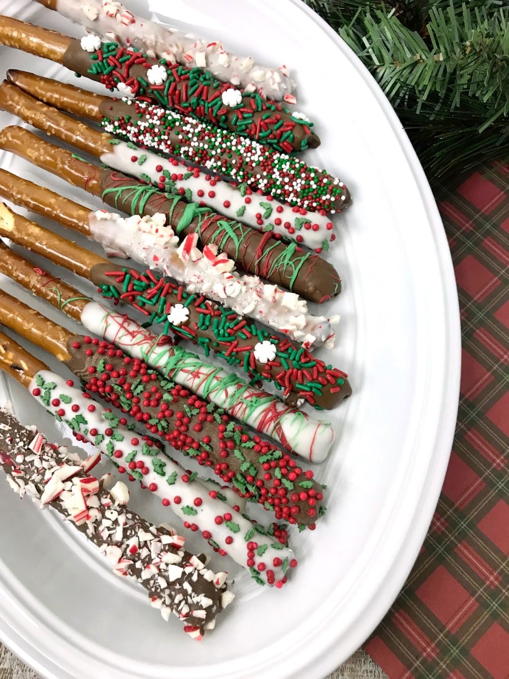 Chocolate-Covered Holiday Pretzel Rods