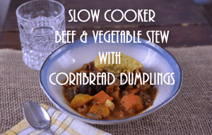 Slow Cooker Beef and Vegetable Stew with Cornbread Dumplings