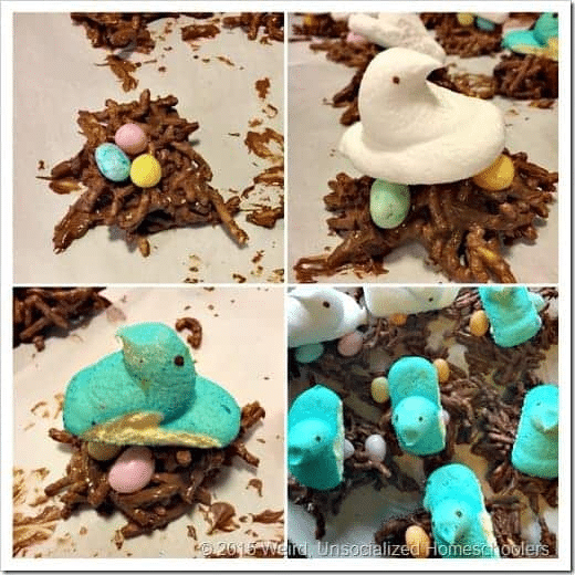 finished bird's nest cookies for Easter