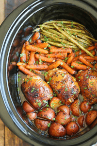 slow cooker recipes - honey garlic chicken and veggies