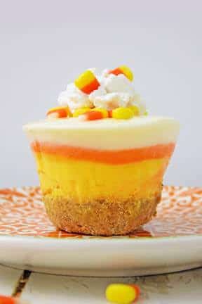 Candy Corn Miniature Cheesecakes